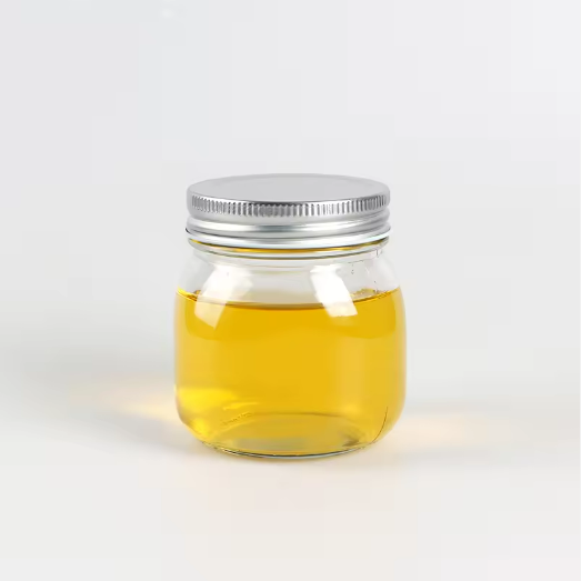 Cute design clear empty 250ml mason jar glass jar with aluminum lid honey jam sauce pidding