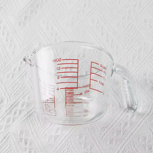 250ml 500ml 1000ml glass Measuring Cup with handle with handle