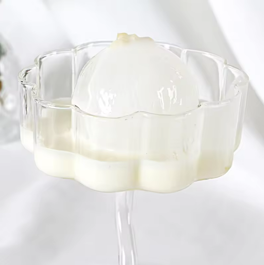 New products 200ml unique design transparent candle holder/ice cream glass cup