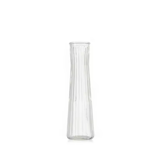 Cheaper price Retro style transparent stripe emboss glass decorative vase