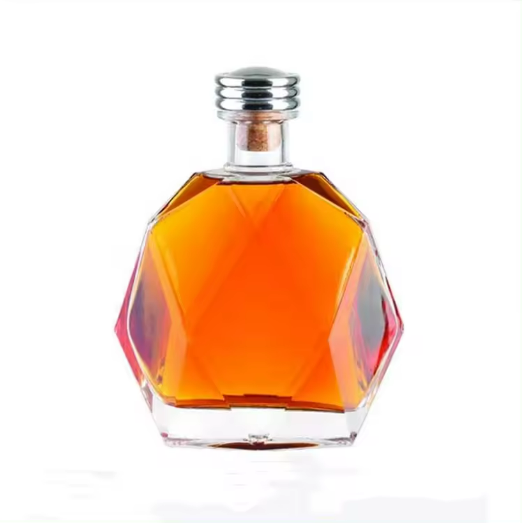 Empty brandy bottle high-grade whisky bottle 500ml glass vodka bottle with cork