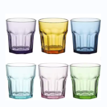 300ml High Flint Water/Beverage Hexagon Glasses Golden Rim Restaurant Party Cups Bar Beer Juice Drinking Glasses for promotion