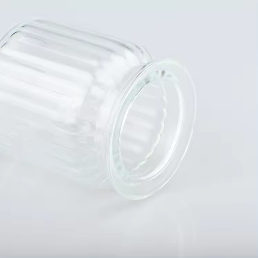 Embossed stripe Glass Jar Container Fruits Coffee Tea Set Honey Jar Food Storage Bottle Jar