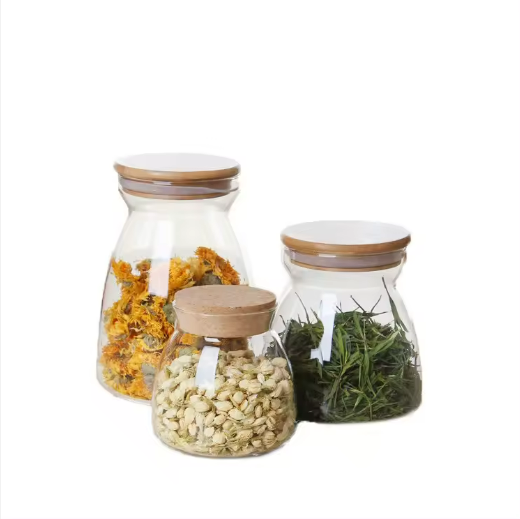 High quality transparent glass jar empty special shape food storage glass jars wholesale