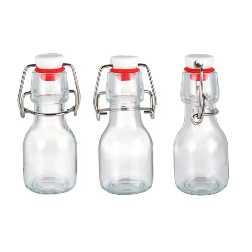 2oz 50ml 60ml Empty Mini Flip Top Bottle Clear Swing Top Glass Bottles for Juice Beverage with Cap