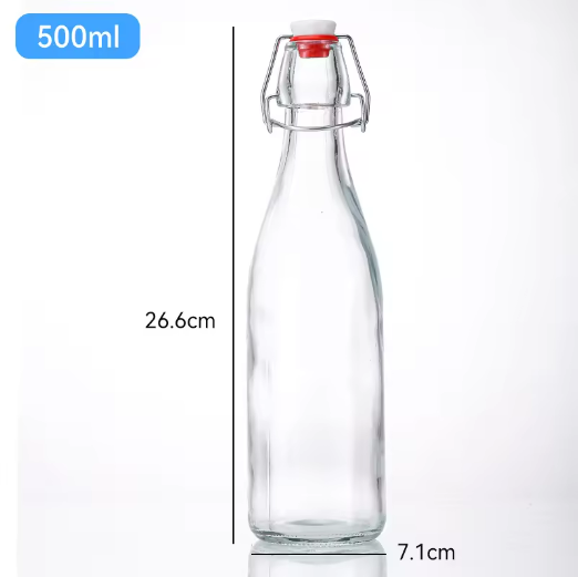 Clear Embossed Beer Glass Bottles With Airtight Rubber Seal Flip Caps 1000ml Swing Top Bottles for Beverages