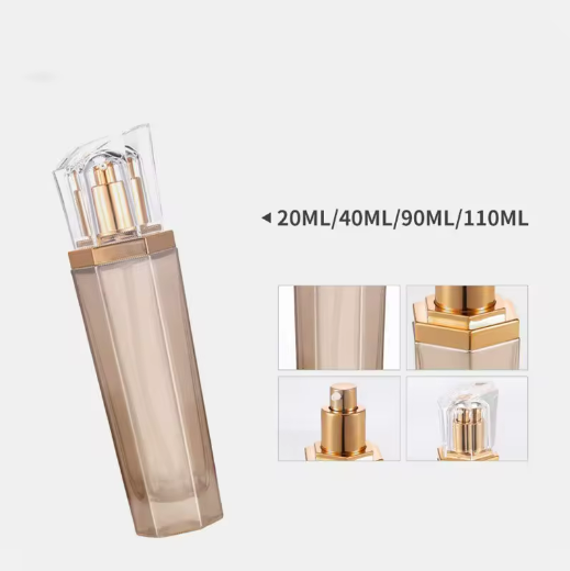 Luxury 20 50g 20 40 90 110 ml empty skincare lotion cream glass spray round pink cosmetic bottle packaging set with pump