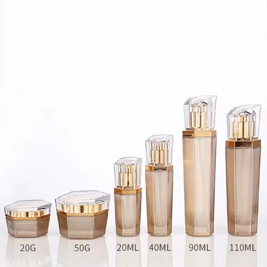 Luxury 20 50g 20 40 90 110 ml empty skincare lotion cream glass spray round pink cosmetic bottle packaging set with pump