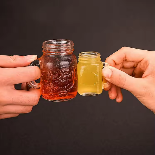 45ml 60ml 120ml mini glass mason jar for cocktail with handle tiny jar