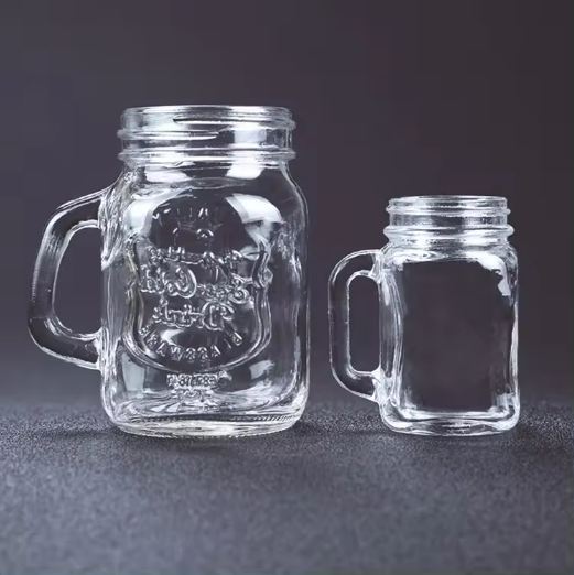 45ml 60ml 120ml mini glass mason jar for cocktail with handle tiny jar