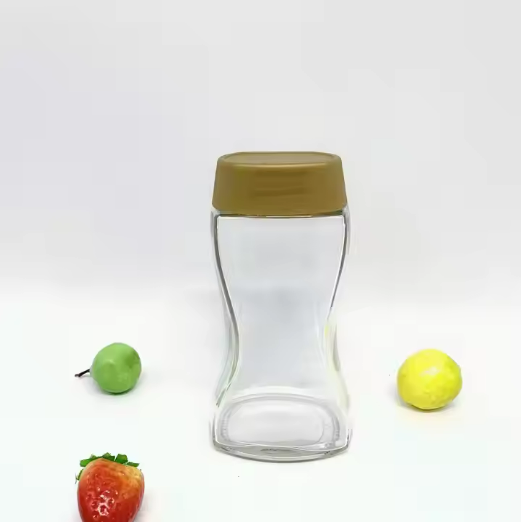 Wholesale transparent square thin waist glass jar 400ml 750ml for food storage with plastic covers