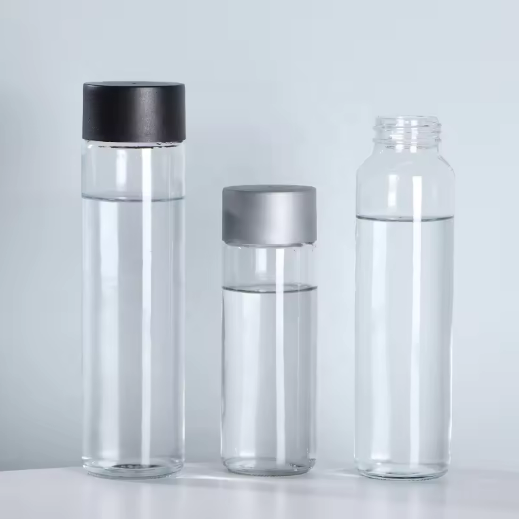 Cylinder 750ml transparent plastic lid wide mouth glass water bottle packaging water bottle without logo