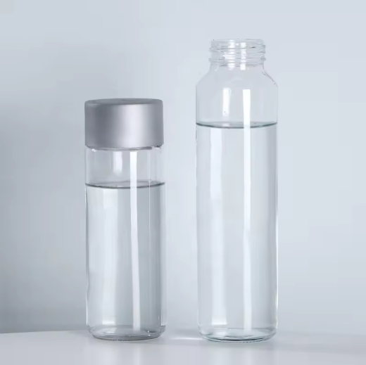 Cylinder 750ml transparent plastic lid wide mouth glass water bottle packaging water bottle without logo