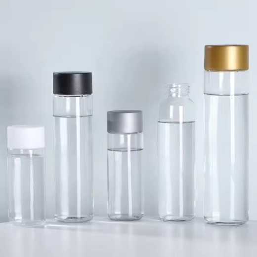 Cylinder 750ml transparent plastic lid wide mouth glass water bottle packaging water bottle without logo