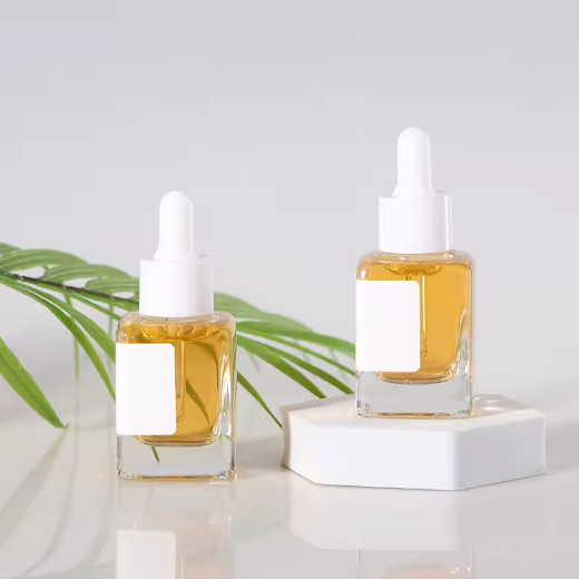 30ml 1oz transparent empty square luxury essential oil hair oil glass dropper bottle