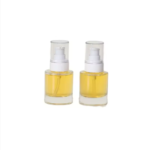 30ml transparent cylinder cosmetic skincare lotion containers pump glass bottle