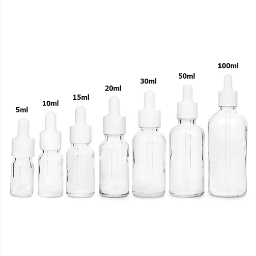 Transparent 5ml 10ml 15ml 30ml 50ml 100ml essential oil glass dropper bottle