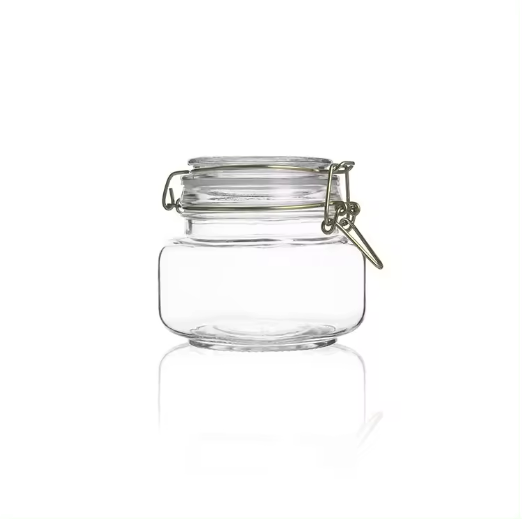 Food grade 10oz mini storage glass jar with clip lid for food