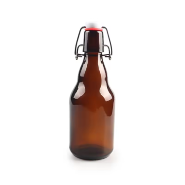 Wholesale High Quality 330ml Amber Glass Beer Bottle Cold Drinking Soft Drink Glass Bottle with Swing Top Clip Cap