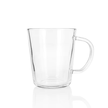 Hot Sale High Quality Transparent 360ml glass cup for milk water drinking glass mug beverage glass handle cup in bulk