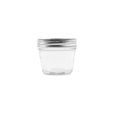 China factory bulk wide mouth canning glass jar 4oz tapered glass mason fruit jam jar with silver lid