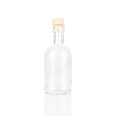 Wholesale High Quality 50ml Transparent Empty Round Shape Glass Liquor Bottle Small Size Spirit Vodka Whisky Wine Glass Bottle