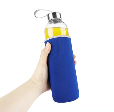 Wholesale custom printed logo clear big size 750ml glass sports water bottle set sealed glass bottle with outdoor handle