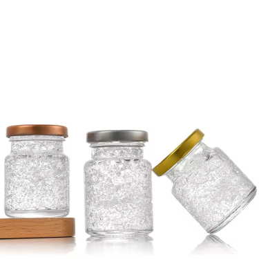 Wholesale Small Size Round 75ml 100ml Glass Food Strorage Jar for Bird’s Nest Jam Sugar Jelly Storage with Metal Lid