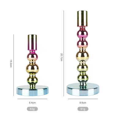 Creative European romantic glass candlestick Colored crystal glass candlestick home bedroom table decoration