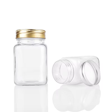 Square shape glass jar