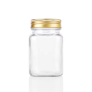 Square shape glass jar