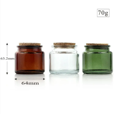 Facvtory Sell Empty Small Glass Bottles For Wedding Favor DIY Gift Mini Glass Wood Jar Cork Lid 80ml Candle Jars