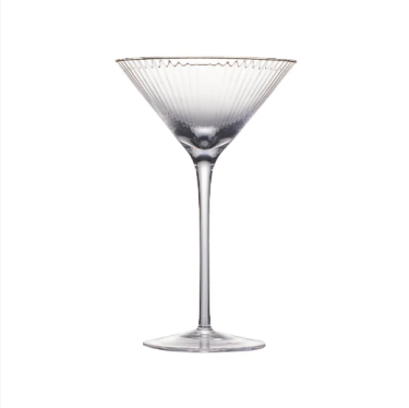 200ml Ribbed Martini Glass Long Stem Cocktail Glasses Gold Rim Luxury Spirits Glasses For Wedding Party