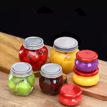 Wholesale High Quality Resistant 80ml-630ml Food Grade Sauce Fruit Jam Pickle Glass Jars with Deep lids