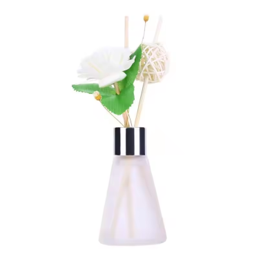 Wholesale conical flask 50ml frosted aromatherapy glass reed diffuser bottle for home decoration