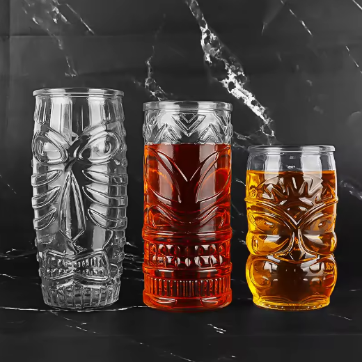 430ml 530ml 600ml unique design shape tiki cup tiki cocktail glasses cup for juice beverage