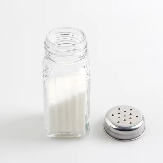 High quality 80 ml square glass pepper jar with metal lid wholesale
