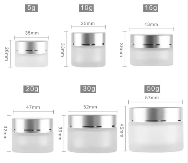 10ml 30ml 50ml 60ml 100ml Round matte frosted body butter skin care cream cosmetic glass jars with silver plastic cap