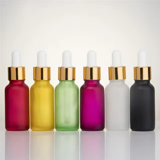 Luxury 20ml Colorful Frosted Essential Oil Dropper Glass Bottle Empty Cosmetic Perfume Serum Essential Oil Glass Bottles