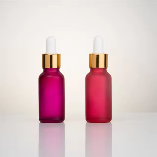 Luxury 20ml Colorful Frosted Essential Oil Dropper Glass Bottle Empty Cosmetic Perfume Serum Essential Oil Glass Bottles