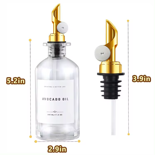 High Quality Olive Oil and Vinegar Dispenser Coffee Syrup Dispenser Glass Bottle with Weighted Pour Spout