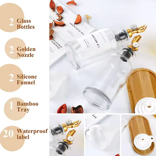 High Quality Olive Oil and Vinegar Dispenser Coffee Syrup Dispenser Glass Bottle with Weighted Pour Spout