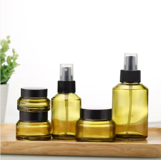 15ml 30ml 60ml 100ml 125ml 200ml 15g 30g 50g 100g Olive Green Lotion Serum Essential Oil Cream Glass Bottle And Jar Pump Dropper