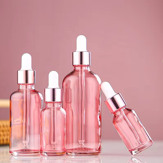 15ml 30ml 60ml 100ml 125ml 200ml 15g 30g 50g 100g Pink Lotion Serum Essential Oil Cream Glass Bottle And Jar Pump Dropper