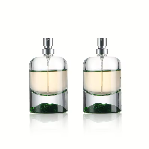 Volcano design Green High quality wholesale clear 50ml glass perfume bottle with lid