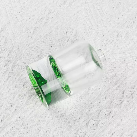 Volcano design Green High quality wholesale clear 50ml glass perfume bottle with lid