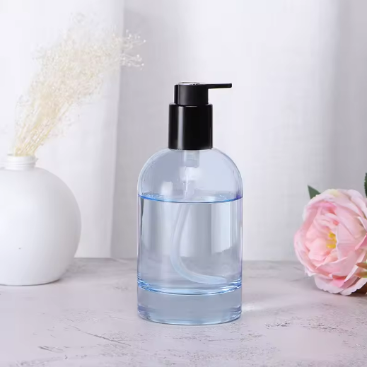 Wholesale 350ml transparent empty hand soap glass bottle with foaming pump