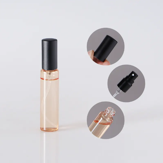 10ml mini portable empty screw cap colorful tube glass perfume bottle with pump sprayer