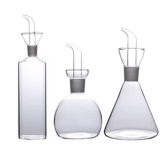 150ml 250ml 450ml Glass All Purpose Cruet Glass Oil Cruet bottle for Kitchen and BBQ Anti scattering umbrella funnel shape