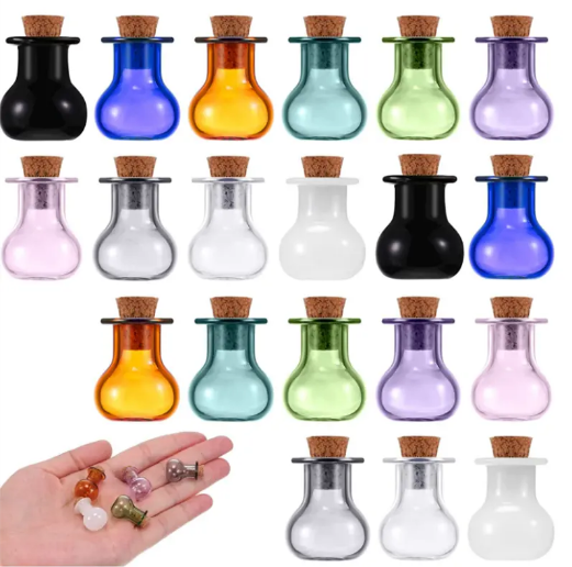 Colored Spell Jars Tiny Wishing Glass Bottles with Cork Small Potion Jars Clear Rum Mini Bottles